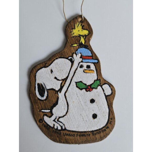 Snoopy and Woodstock Christmas Ornaments Vintage Set of 3 50s & 60s Wooden Retro - Picture 4 of 10